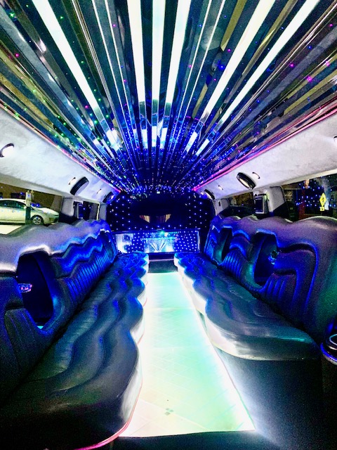 Luxury limo interior with LED lighting